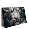 Led Wandbild Weisser Tiger Mit Blauen Augen Zwischen Blumen Querformat Produktvorschau Seitlich