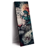 Led Wandbild Weisser Tiger Mit Blauen Augen Zwischen Blumen Schmal Produktvorschau Seitlich