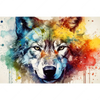 Led Wandbild Wolf Mit Bunten Farbspritzern No 2 Querformat Motivvorschau