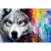 Led Wandbild Wolf Mit Bunten Farbspritzern Querformat Motivvorschau