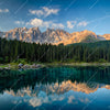 Textil Ersatzdruck Bergsee Im Wald Quadrat Motivvorschau