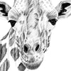 Textil Ersatzdruck Bleistiftzeichnung Giraffe Querformat Zoom