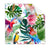 Textil Ersatzdruck Blumen Papageien Aquarell Quadrat Produktvorschau Frontal