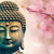 Textil Ersatzdruck Buddha Statue Mit Kirschblueten Querformat Zoom