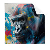 Textil Ersatzdruck Bunter Gorilla Mit Farbspritzern Quadrat Produktvorschau Frontal