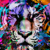 Textil Ersatzdruck Bunter Tiger Schwarz Querformat Zoom