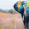 Textil Ersatzdruck Elefant Farben Der Wildnis Panorama Zoom