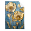Textil Ersatzdruck Goldene Blumen Auf Blau Hochformat Produktvorschau Frontal