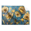 Textil Ersatzdruck Goldene Blumen Auf Blau Querformat Produktvorschau Frontal