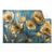 Textil Ersatzdruck Goldene Blumen Auf Blau Querformat Produktvorschau Frontal