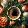 Textil Ersatzdruck Kaffee Inmitten Wunderschoener Blumen Querformat Zoom