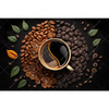 Textil Ersatzdruck Kaffee Mit Blattdekoration Querformat Motivvorschau