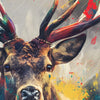 Textil Ersatzdruck Kreativer Hirsch Mit Farbspritzern Schmal Zoom