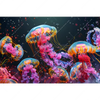 Textil Ersatzdruck Leuchtende Quallen Unter Wasser Querformat Motivvorschau