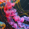 Textil Ersatzdruck Leuchtende Quallen Unter Wasser Querformat Zoom