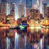 Textil Ersatzdruck Manhattan Bei Nacht Schmal Zoom