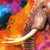 Textil Ersatzdruck Moderner Bunter Elefant Panorama Zoom