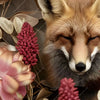 Textil Ersatzdruck Naturbild Fuchs Und Blumen Quadrat Zoom