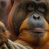 Textil Ersatzdruck Orang Utan Mit Sanftem Blick Panorama Zoom