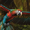 Textil Ersatzdruck Papagei Im Flug Panorama Zoom
