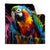 Textil Ersatzdruck Papagei Mit Bunten Farbspritzern Quadrat Produktvorschau Frontal