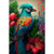 Textil Ersatzdruck Papagei Und Tropischer Hibiskus Hochformat Motivvorschau