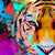 Textil Ersatzdruck Pop Art Tiger No 2 Quadrat Zoom