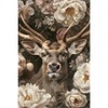 Textil Ersatzdruck Romantischer Hirsch Mit Blumen Hochformat Motivvorschau