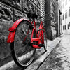 Textil Ersatzdruck Rotes Fahrrad In Gasse Quadrat Motivvorschau