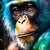 Textil Ersatzdruck Schimpanse In Bunten Farben Hochformat Zoom