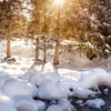 Textil Ersatzdruck Schneebedeckte Landschaft Am Fluss Hochformat Zoom
