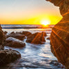 Textil Ersatzdruck Sonnenuntergang In Meeresgrotte Querformat Zoom