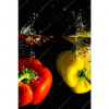 Textil Ersatzdruck Spritzer Von Paprika Beim Fallen Ins Wasser Hochformat Motivvorschau