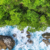 Textil Ersatzdruck Wald Meer Schmal Zoom