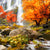 Textil Ersatzdruck Wasserfall In Herbstlandschaft Quadrat Zoom