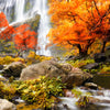 Textil Ersatzdruck Wasserfall In Herbstlandschaft Quadrat Zoom