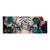 Textil Ersatzdruck Weisser Tiger Mit Blauen Augen Zwischen Blumen Panorama Produktvorschau Frontal