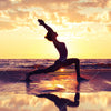 Textil Ersatzdruck Yoga Am Lila Strand Schmal Zoom