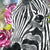 Textil Ersatzdruck Zebra Blumen Hochformat Zoom
