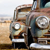 Xxl Wandbild Alte Rostige Autos Panorama Zoom