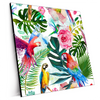 Xxl Wandbild Blumen Papageien Aquarell Quadrat Produktvorschau Seitlich