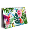 Xxl Wandbild Blumen Papageien Aquarell Querformat Produktvorschau Seitlich