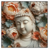 Xxl Wandbild Buddha Statue Mit Blueten Quadrat Produktvorschau Frontal