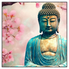 Xxl Wandbild Buddha Statue Mit Kirschblueten Quadrat Produktvorschau Frontal