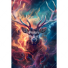 Xxl Wandbild Bunter Hirsch In Flammen Hochformat Motivvorschau