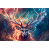 Xxl Wandbild Bunter Hirsch In Flammen Querformat Motivvorschau