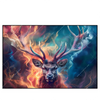 Xxl Wandbild Bunter Hirsch In Flammen Querformat Produktvorschau Frontal