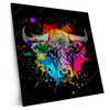 Xxl Wandbild Bunter Stier Schwarz Quadrat Produktvorschau Seitlich
