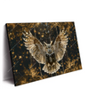 Xxl Wandbild Eule Inmitten Goldener Blaetter Querformat Produktvorschau Seitlich