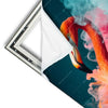 Xxl Wandbild Flamingo In Bunter Rauchwolke Hochformat Materialvorschau